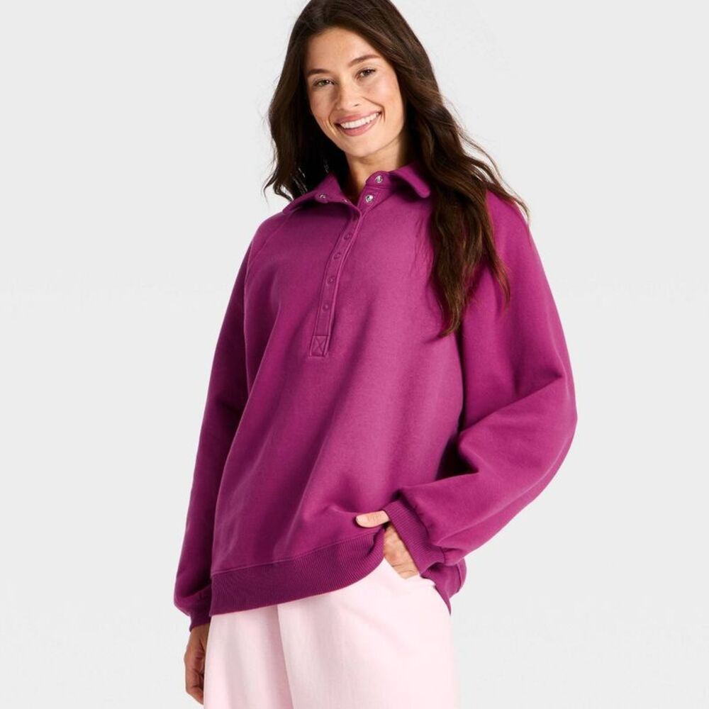 Women's Active Comfort Henley Sweatshirt - All In Motion Dark Mauve XS